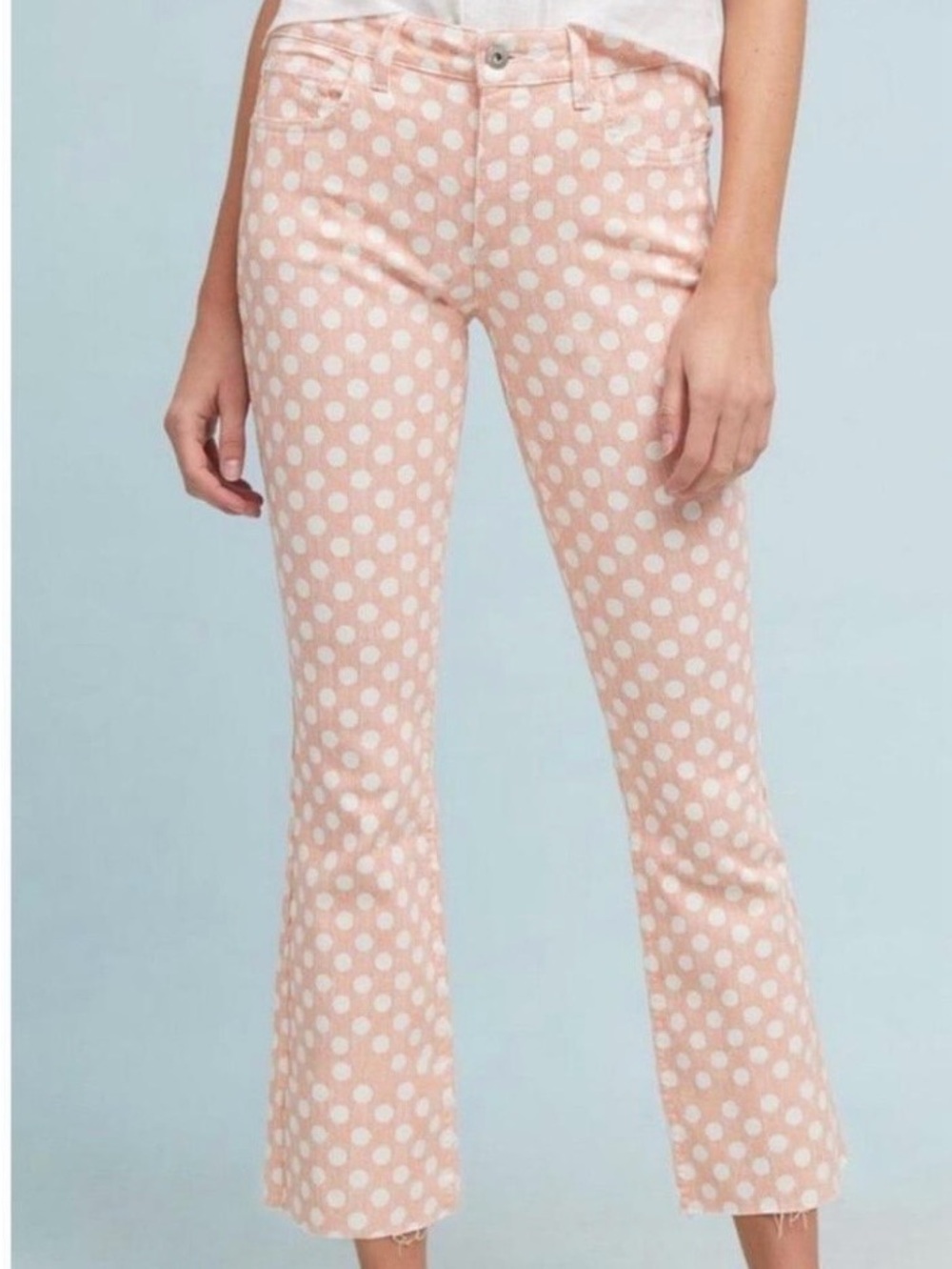 Pilcro and the Letterpress Peach and White Polka Dot Pants